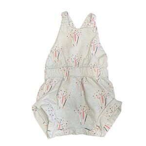 Monica and Andy Baby Light Blue Fireworks Romper Overalls 9-12 Months